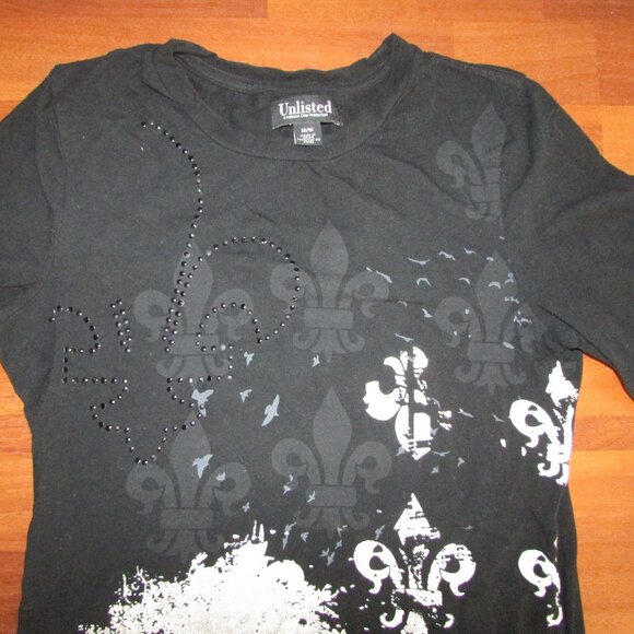 Unlisted Fleur de Lis Black Long Sleeve Tee - Med - Picture 2 of 7